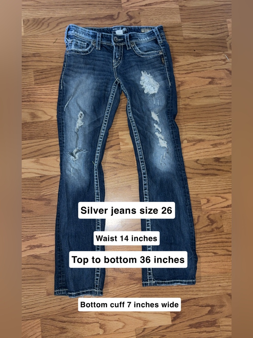 Silver Jeans Dark Blue Distressed Skinny Jeans